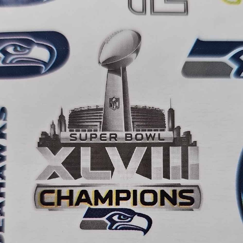 NFL Seattle Seahawks Superbowl Champs 10 Waterless Tatoos X5 Cards - Picture 3 of 10